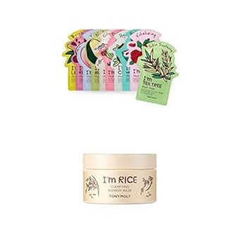 Amazon.com: TONYMOLY I'm Real Sheet Mask, Pack of 10 I'm Rice Clarifying Blemish Clay Mask, Facial Mask Detoxifiies, Reduces Redness & Soothes Irritated Skin, Kaolin Clay & Fermented Rice, 100ml : Beauty & Personal Care
