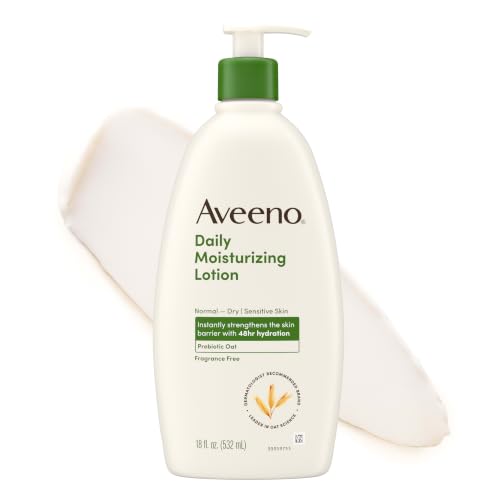 Amazon.com : Aveeno Daily Moisturizing Body Lotion for Normal to Dry Skin, Moisturizer with Soothing Prebiotic Oat, Non Greasy, Non Comedogenic, Fragrance Free Body Lotion for Women & Men, 18 Fl Oz : Body Lotions : Beauty & Personal Care