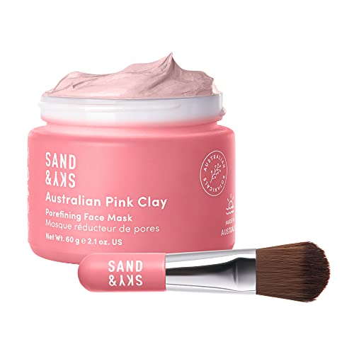 Amazon.com : Sand & Sky Clay Mask for Face Pore Minimizer - Australian Pink Clay Detoxifying Face Mask for Pores, Kaolin Clay Mask, Brightening Vitamin C Formula, Brush Included : Beauty & Personal Care