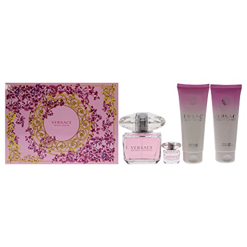 Amazon.com : Versace Versace Bright Crystal 3oz EDT Spray, 3.4oz Perfumed Body Lotion, 3.4oz Perfumed Bath and Shower Gel, 5ml EDT Splash Mini Women 4 Pc Gift Set, Packaging May Vary : Personal Fragrances : Beauty & Personal Care