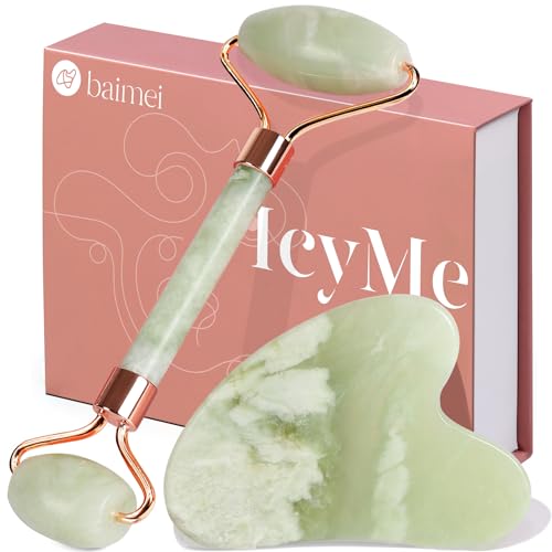 Amazon.com : BAIMEI IcyMe Jade Roller & Gua Sha Set Face Roller and Gua Sha Facial Tools for Skin Care Routine and Puffiness, Self Care Gift for Men Women - Light Green : Health & Household
