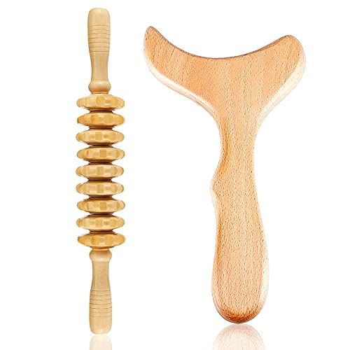 Amazon.com: Wood Therapy Massage Tools Wooden Gua Sha Kits Maderoterapia Kit Body Sculpting Tools Wood Massager Roller for Relax Muscles (2) : Health & Household