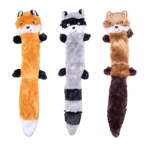 Amazon.com: ZippyPaws Skinny Peltz - No Stuffing Dog Toy Pack to Keep Them Busy, for Medium and Large Dogs, Squeaky Pet Toys, Unstuffed Chew Toys, Soft Plush Variety Pack, Fox, Raccoon, and Squirrel - 18" : Pet Supplies