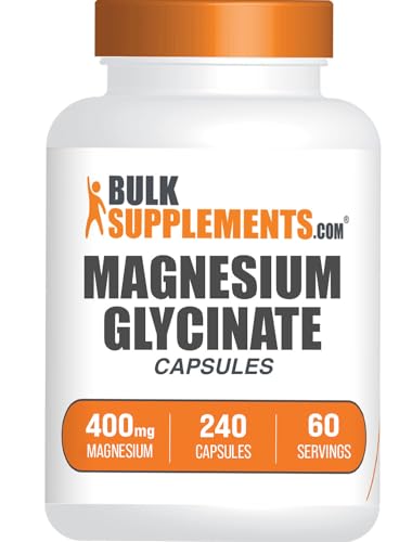 Amazon.com: BulkSupplements.com Magnesium Glycinate Capsules - Magnesium Supplement, Highly Absorbed Form - Gluten Free, 4 Capsules per Serving (400mg), 240 Count (Pack of 1) : Health & Household