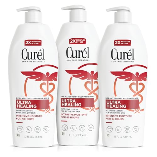 Amazon.com : Curel Ultra Healing Intensive Fragrance-Free Lotion For Extra-Dry Skin, Dermatologist Recommended, Ideal for Sensitive Skin, Cruelty Free, Paraben Free, 13 Oz, Pack of 3 : Beauty & Personal Care