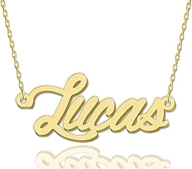 Amazon.com: HUAN XUN Lucas Necklace Gold Letter Name Necklace Personalized Gifts for Women Charm Pendant Stainless Steel Jewelry : Clothing, Shoes & Jewelry