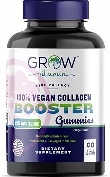 Amazon.com: grow vitamin Collagen Booster Gummy Bears – Hair, Skin, Nails & Joint Support – USDA Organic, 100% Vegan & Non-GMO – Strawberry Flavored, 60 Vegan Gummies : Health & Household