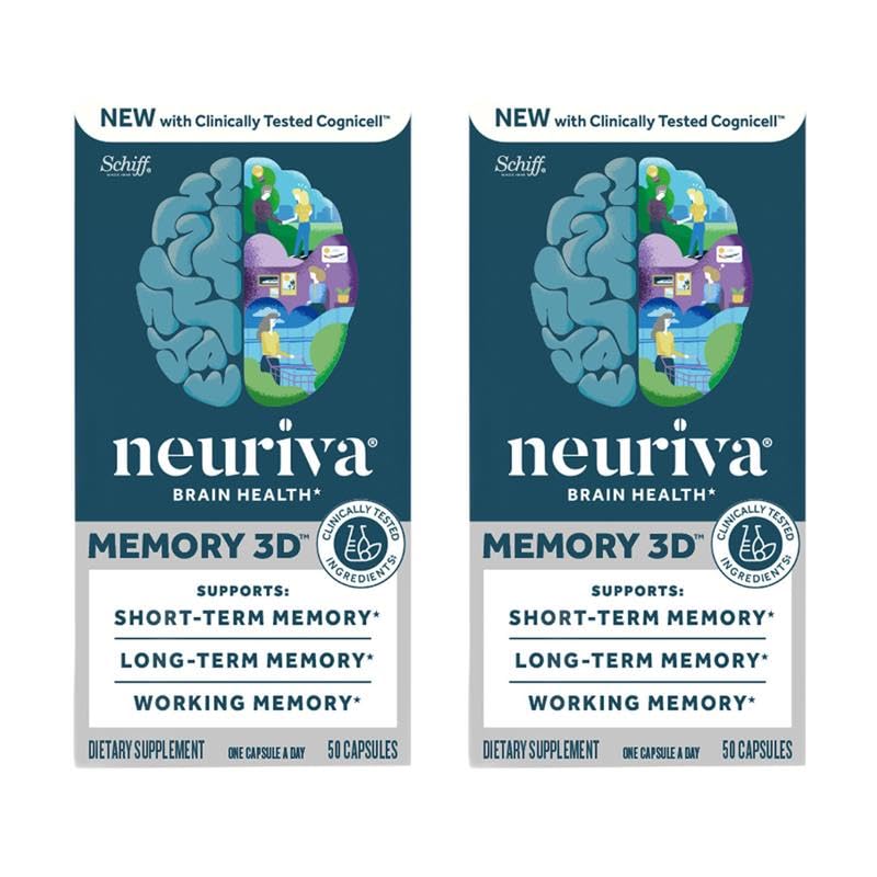 NEURIVA Memory 3D brain supplement capsules showing the specialized formula for comprehensive memory enhancement