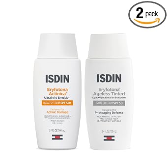 Amazon.com: ISDIN Suncare Bundle (3.4 & 3.4 Fl Oz) Non-Tinted & Tinted Sunscreen | Eryfotona Actinica Mineral Sunscreen | Eryfotona Ageless Mineral : Beauty & Personal Care