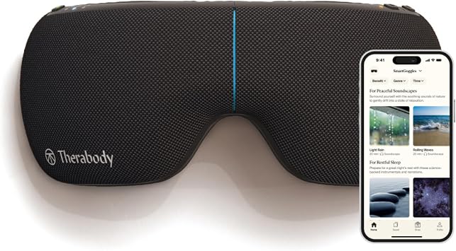 Amazon.com: Therabody SmartGoggles (2nd Generation) Heated Eye Mask & Eye Massager - Blackout Sleep Mask & Temple Massage for Personalized Relaxation, Stress Relief & Headache Relief : Health & Household