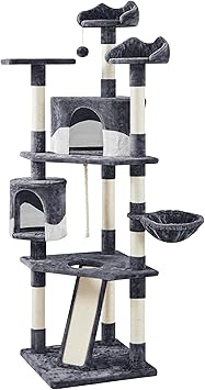 Amazon.com : Yaheetech 79in Multi-Level Cat Trees Indoor Cat Tower with Sisal-Covered Scratching Posts, Plush Perches and Condo for Kittens, Cats and Pets - Dark Gray and White : Pet Supplies