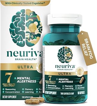 Amazon.com: NEURIVA Ultra Brain Supplements for Memory and Focus, Phosphatidylserine, Cognivive, Neurofactor, Folic Acid, Vitamin B12 & Vitamin B6, 60 Count Capsules : Everything Else