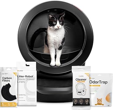 Amazon.com: Litter-Robot 4 Supply Bundle by Whisker, Black - Automatic | Automatic, Self-Cleaning Cat Litter Box, Includes 3 OdorTrap Refills, 10 Liners, 30 Cleaner Wipes, & 2 Carbon Filters : Pet Supplies