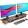Amazon.com: Dual Monitor Stand Riser, 39 Inch Extra Long Wooden Desktop Monitor Riser with Storage for 2 Monitors Ultra Strong Desk Shelf Organizer Riser Ergonomic for 2 Screens/Laptop/PC/TV/Printer (Dark Walnut, 39inches) : Electronics
