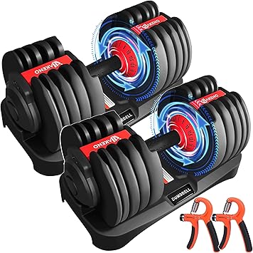 HAKENO 15 Weight in 1 Adjustable Dumbbell with automatic adjustment and compact design